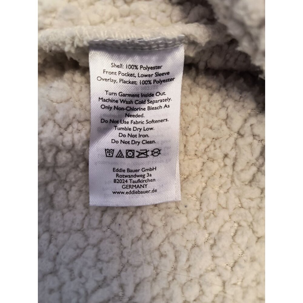Eddie Bauer Vintage Sherpa Pullover Jacket XL White Yellow Blue Red Fleece Snap - Picture 7 of 7